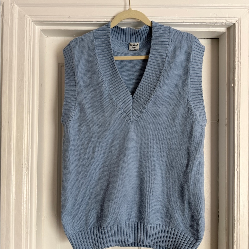 Sunday Best Light Blue V‑Neck Sweater Vest